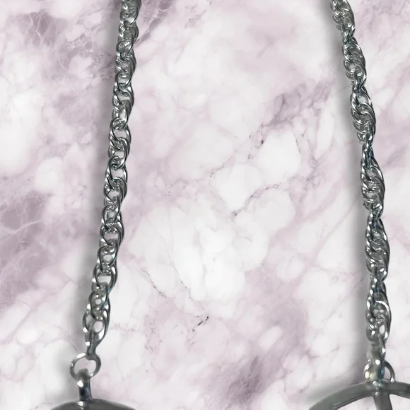 Hand Crafted Peace Earrings Duster Long Pierced Silver Chains Dangle - Picture 5 of 7